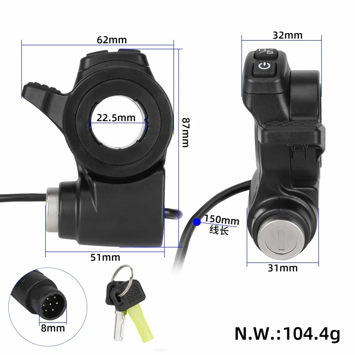 Acelerador con bloqueo y doble botón para scooter Kukirin G2 Master - Imagen 2
