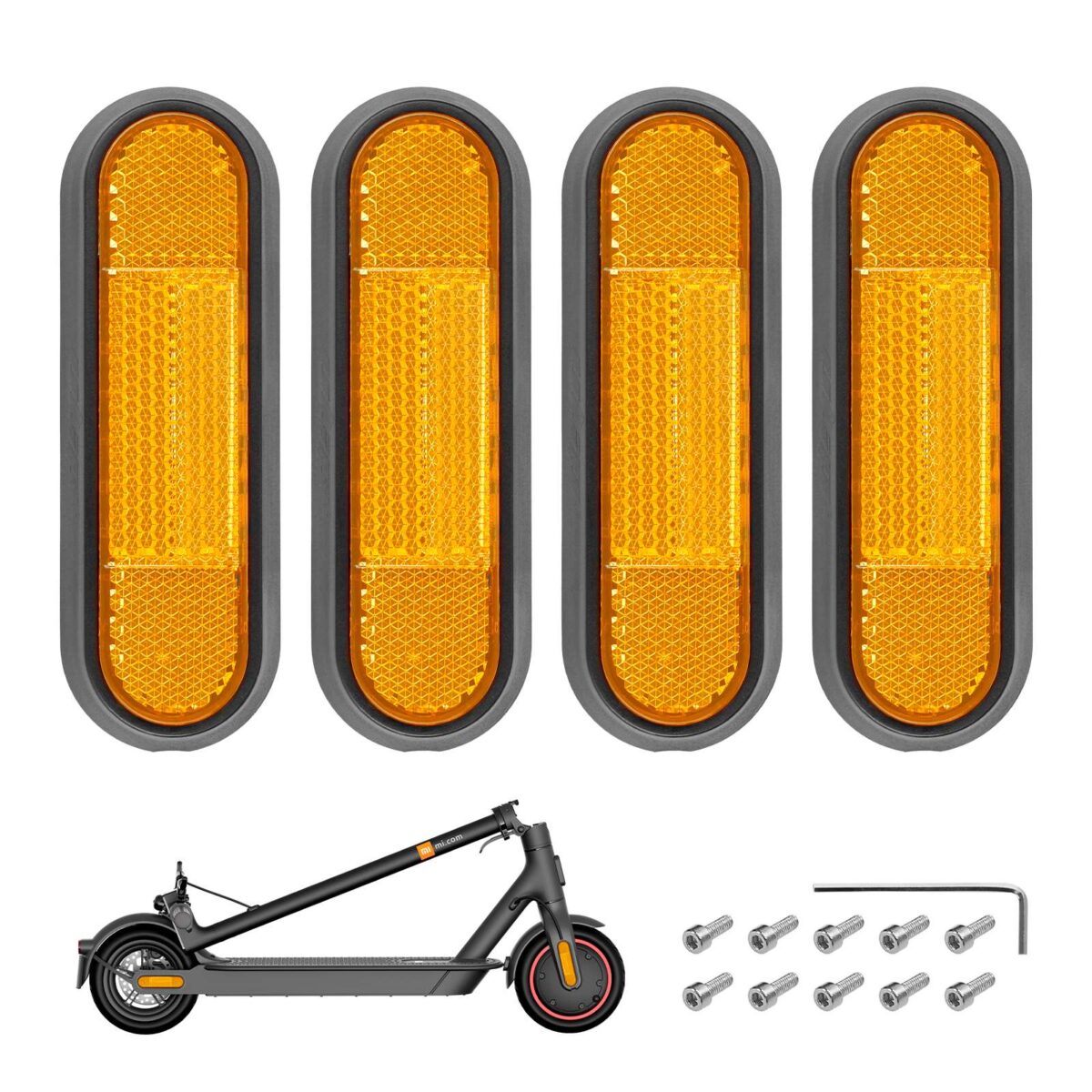 4 piezas de carcasas decorativas grises reforzadas + barras reflectoras amarillas para MI3 M365 1S Pro Pro2 Lite - Imagen 2