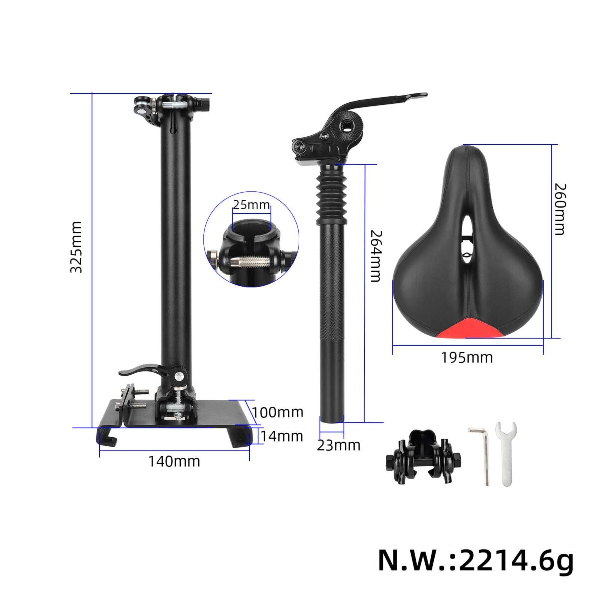Asiento grande de dos piezas negro para Xiaomi M365/Pro/1S - Imagen 2