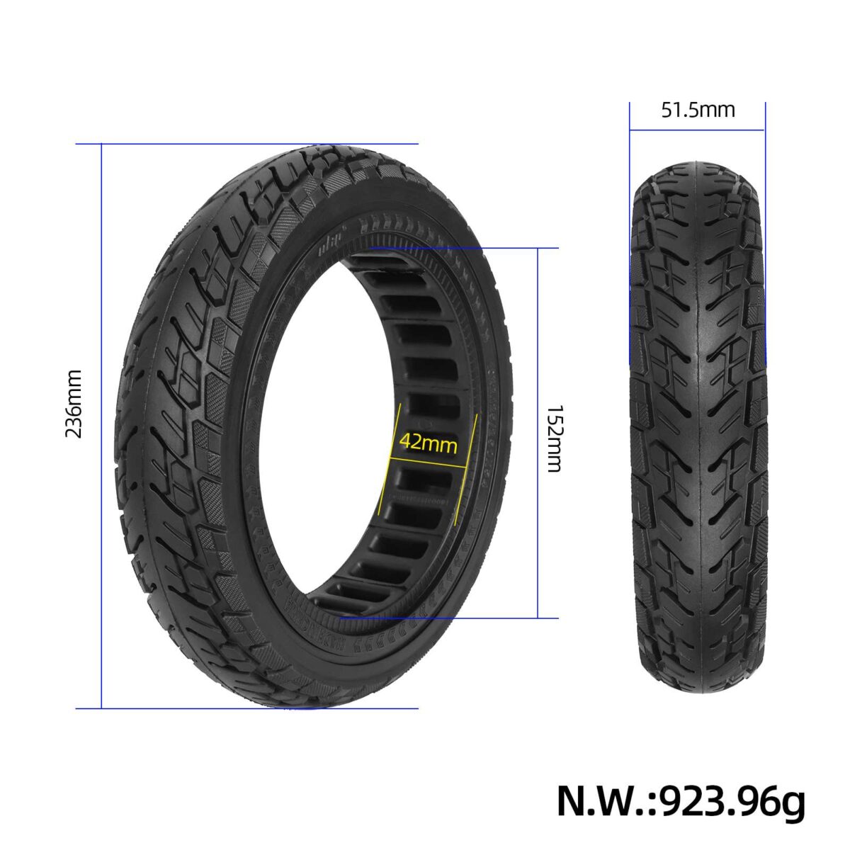 Neumático sólido negro ULIP 10*2.125/250*54 para scooters Ninebot F20F25F30F40/Mi4/Mi4 Lite 2.o - Imagen 2