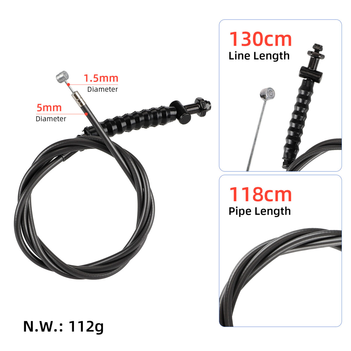 Cable de freno de tambor de 130 cm para scooters G30 Max - Imagen 2
