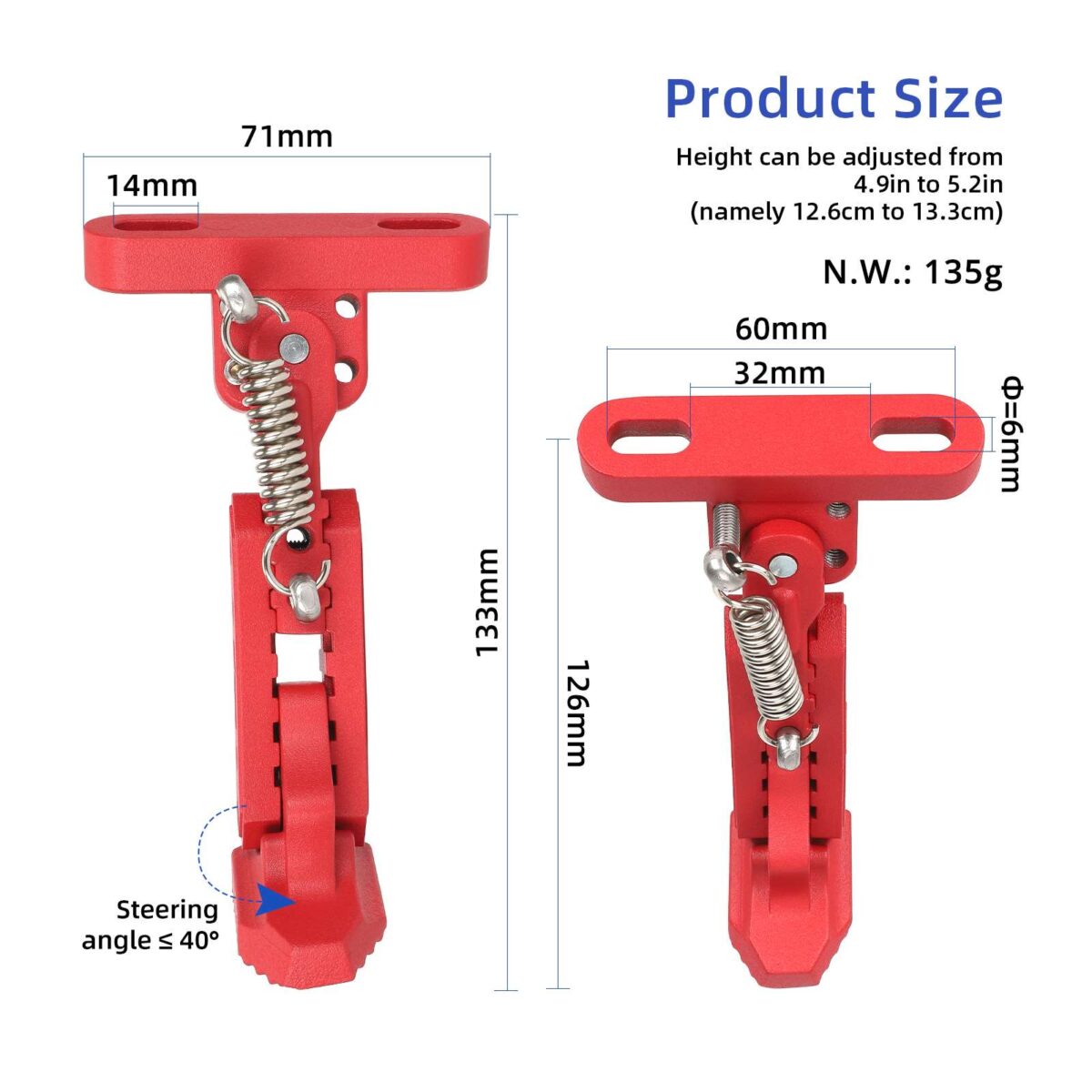 Pata de cabra ajustable roja para scooters de las series F y Xiaomi 4 - Imagen 2