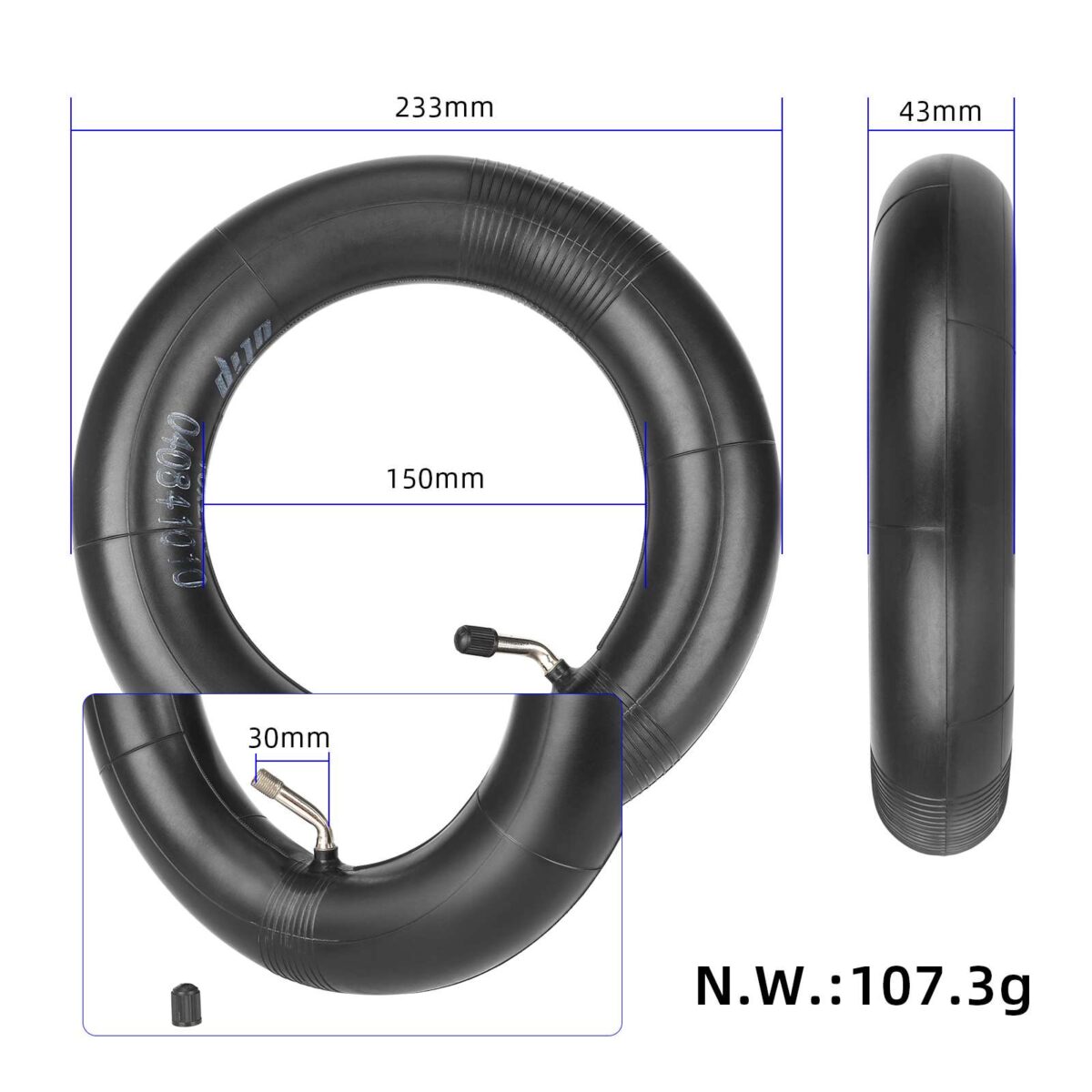 Cámara de aire Ulip 10*2.5 con ángulo exterior de 45 grados (100 g) - Imagen 2