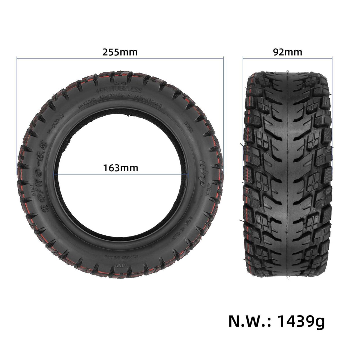 Neumático todoterreno sin cámara Ulip autorreparable 90/65-6.5 con buena adherencia - Imagen 2