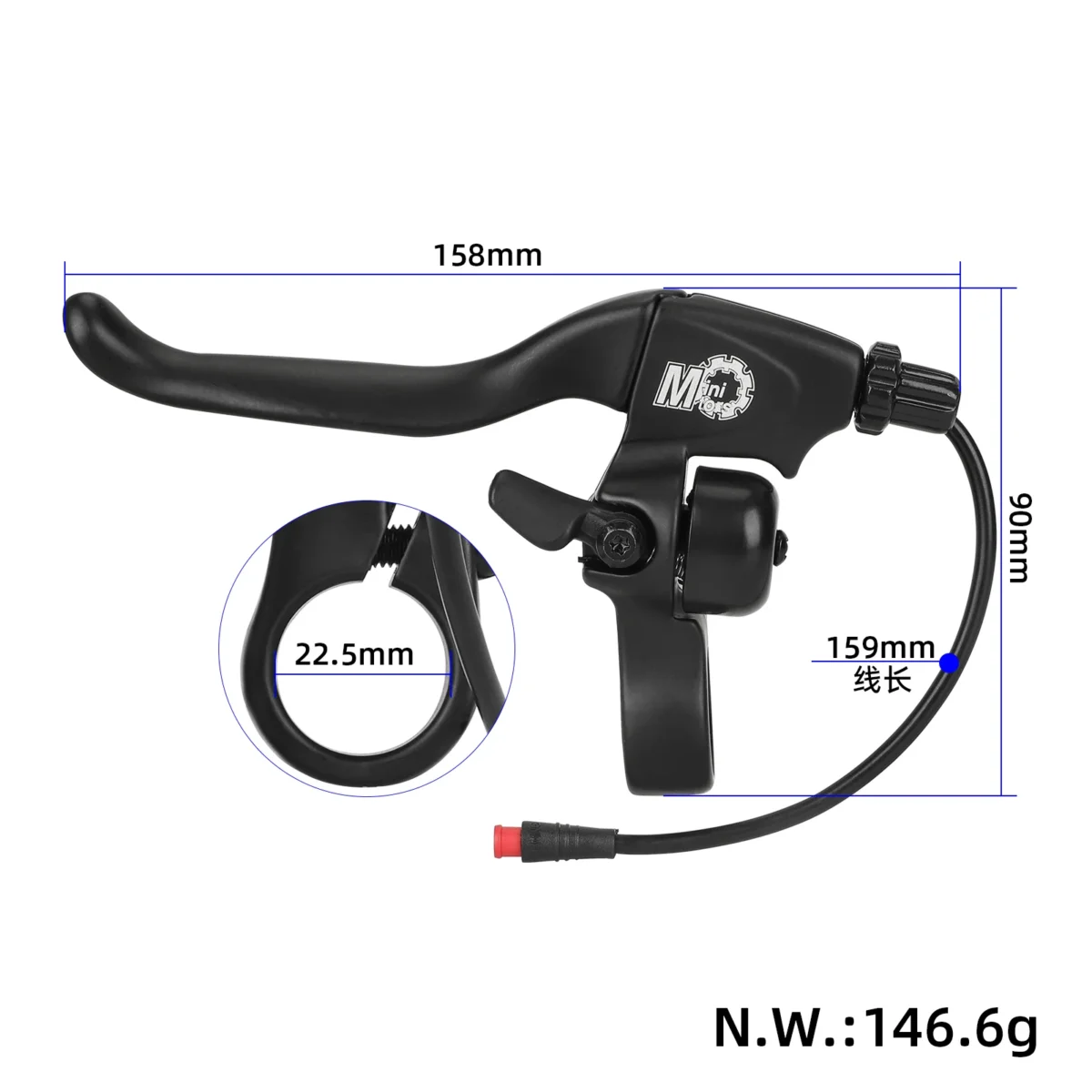 Maneta de freno izquierda DUALTRON con timbre para DUALTRON TOGO - Imagen 2