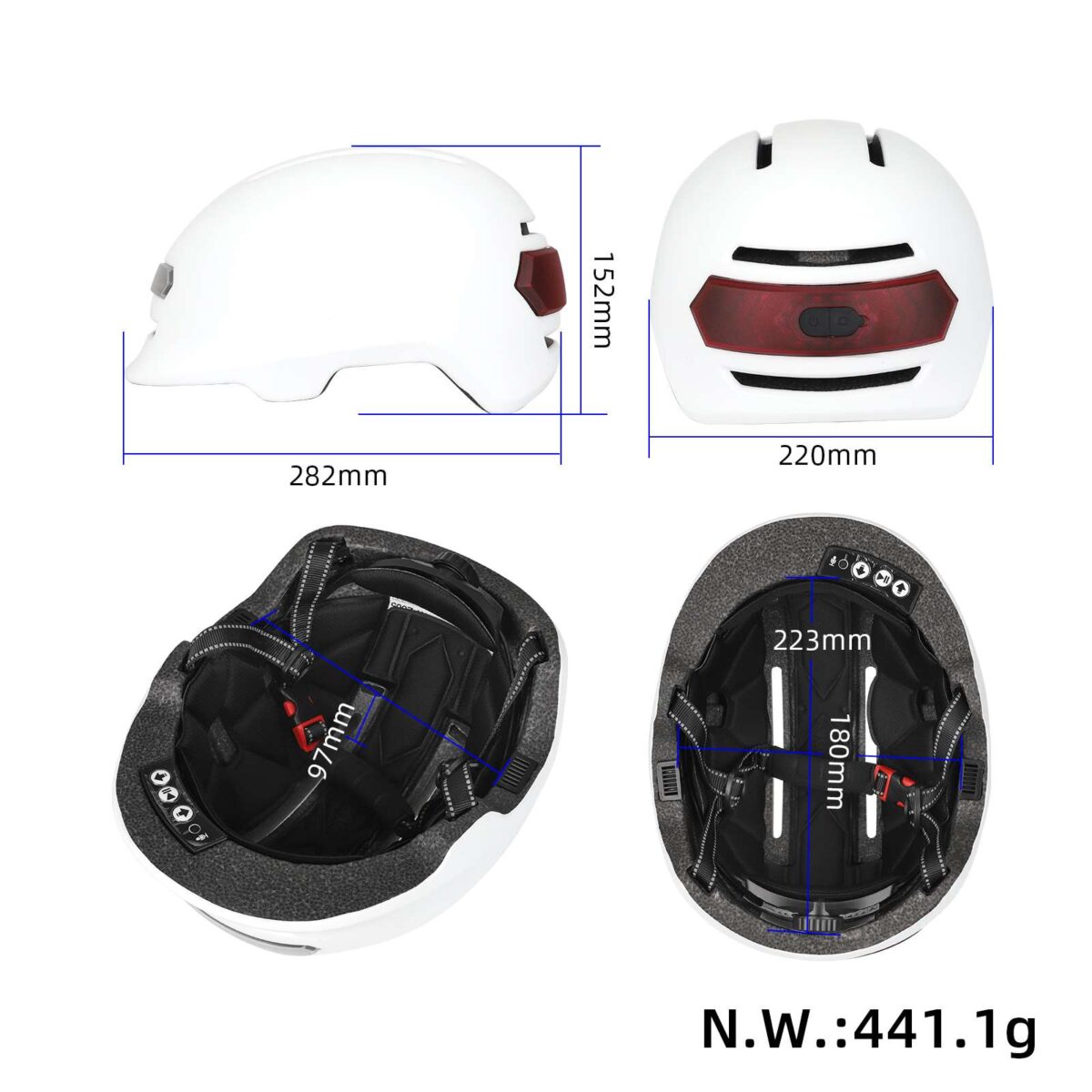 Casco con luz de voz Z005 blanco mate - Imagen 2
