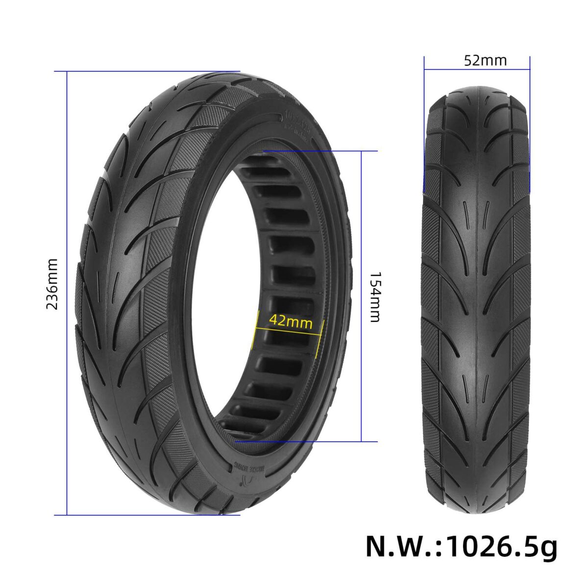 Neumático sólido MIRACLEMOVING10*2.125 para scooters F20/F25/F30/F40 - Imagen 2
