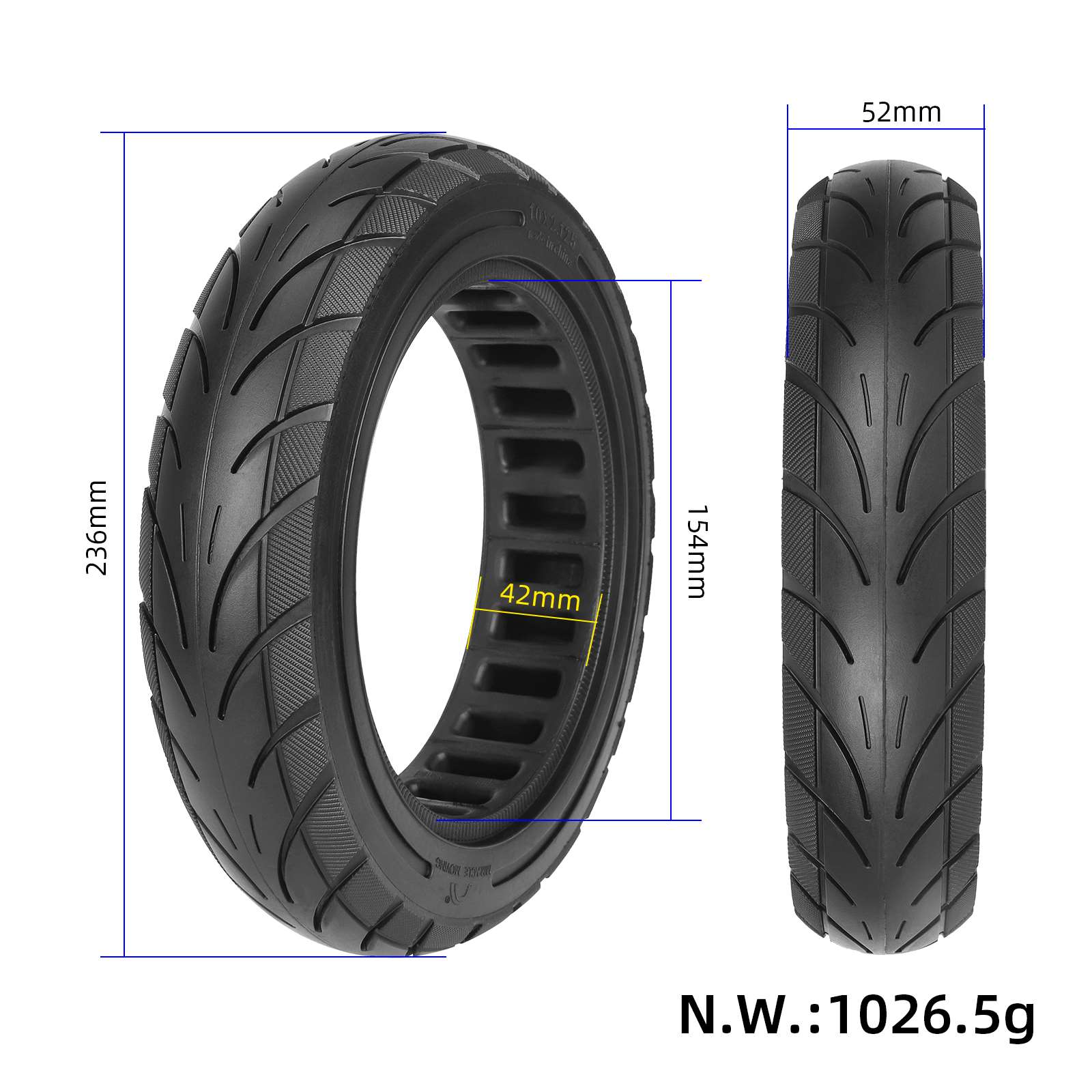 Neumático sólido MIRACLEMOVING10*2.125 para scooters F20/F25/F30/F40 - Imagen 2