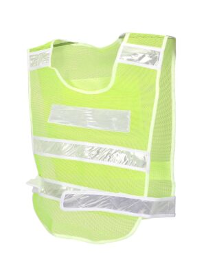 Chaleco reflectante verde fluorescente con apariencia de red de pesca