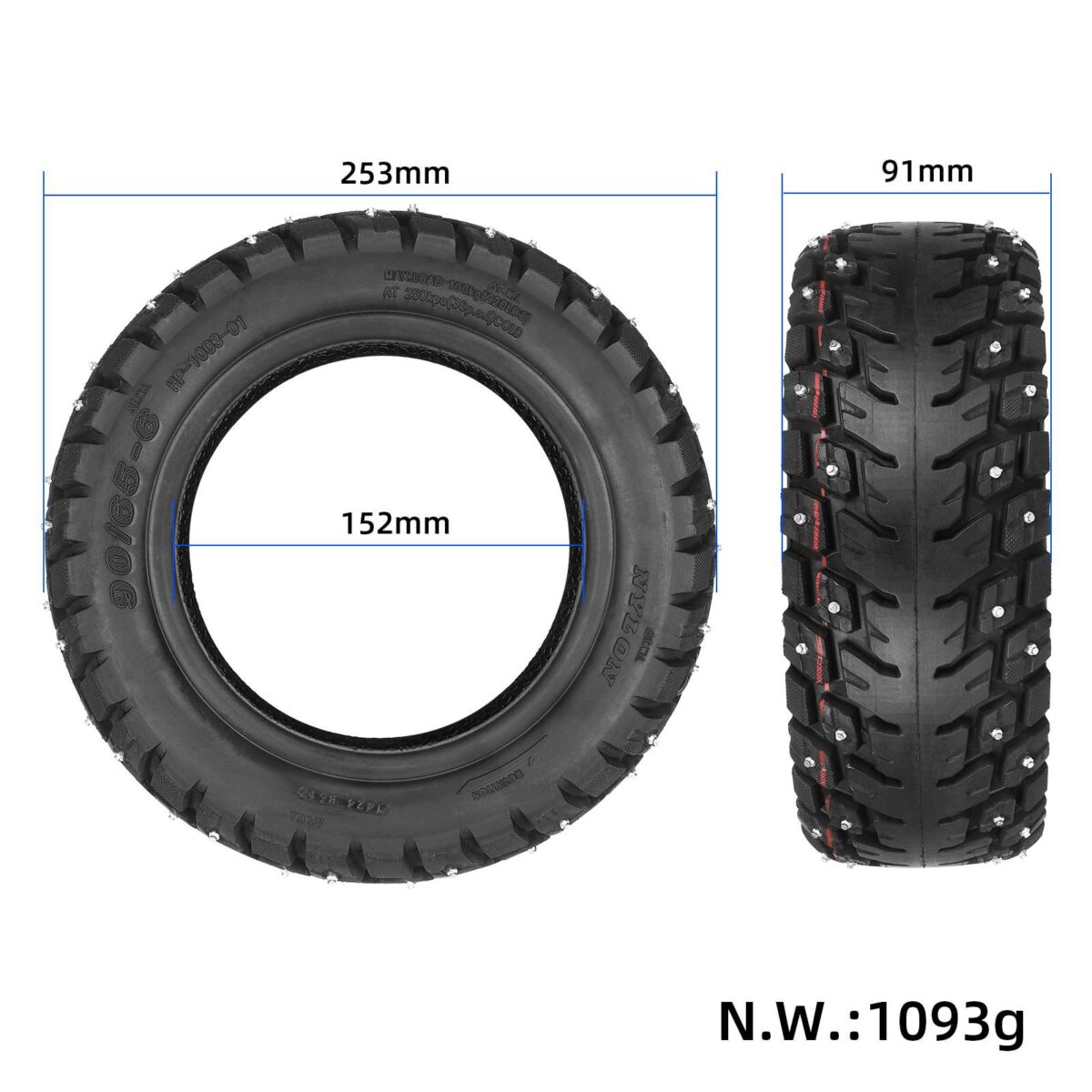 Neumático todoterreno para nieve Ulip90/65-6 (equipado con tornillos antideslizantes) - Imagen 2