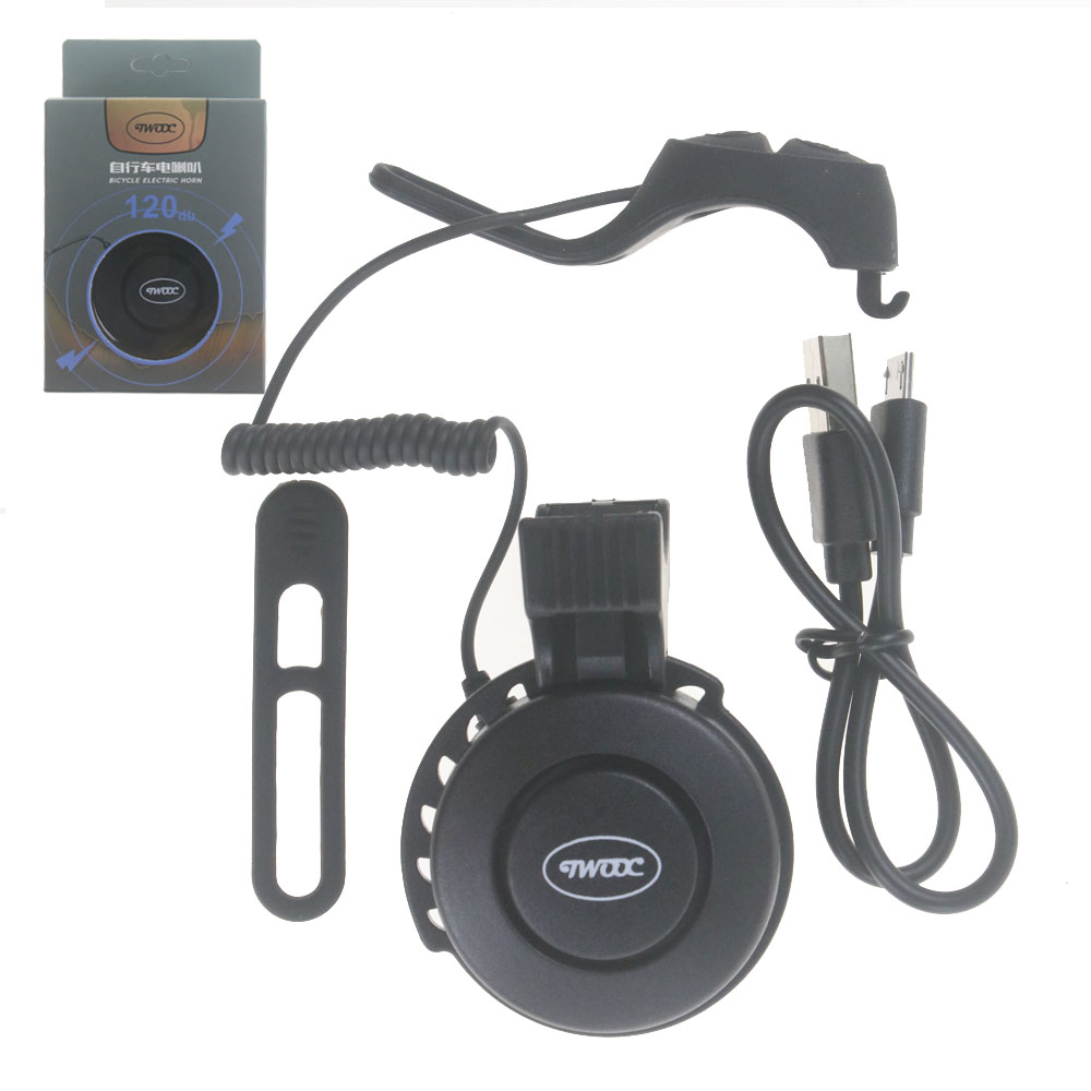 Timbre de bicicleta TWOOC negro de 120 dB con carga USB - Imagen 2