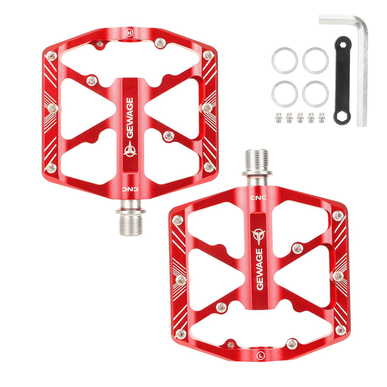 Pedal antideslizante hueco de aleación de aluminio rojo - Imagen 5