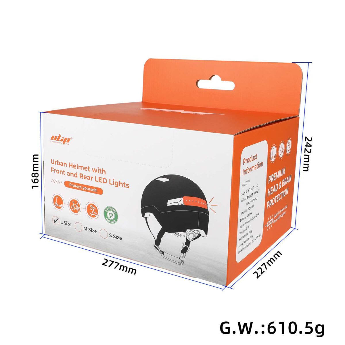 Casco Ulip negro talla L U002 con luz - Imagen 3