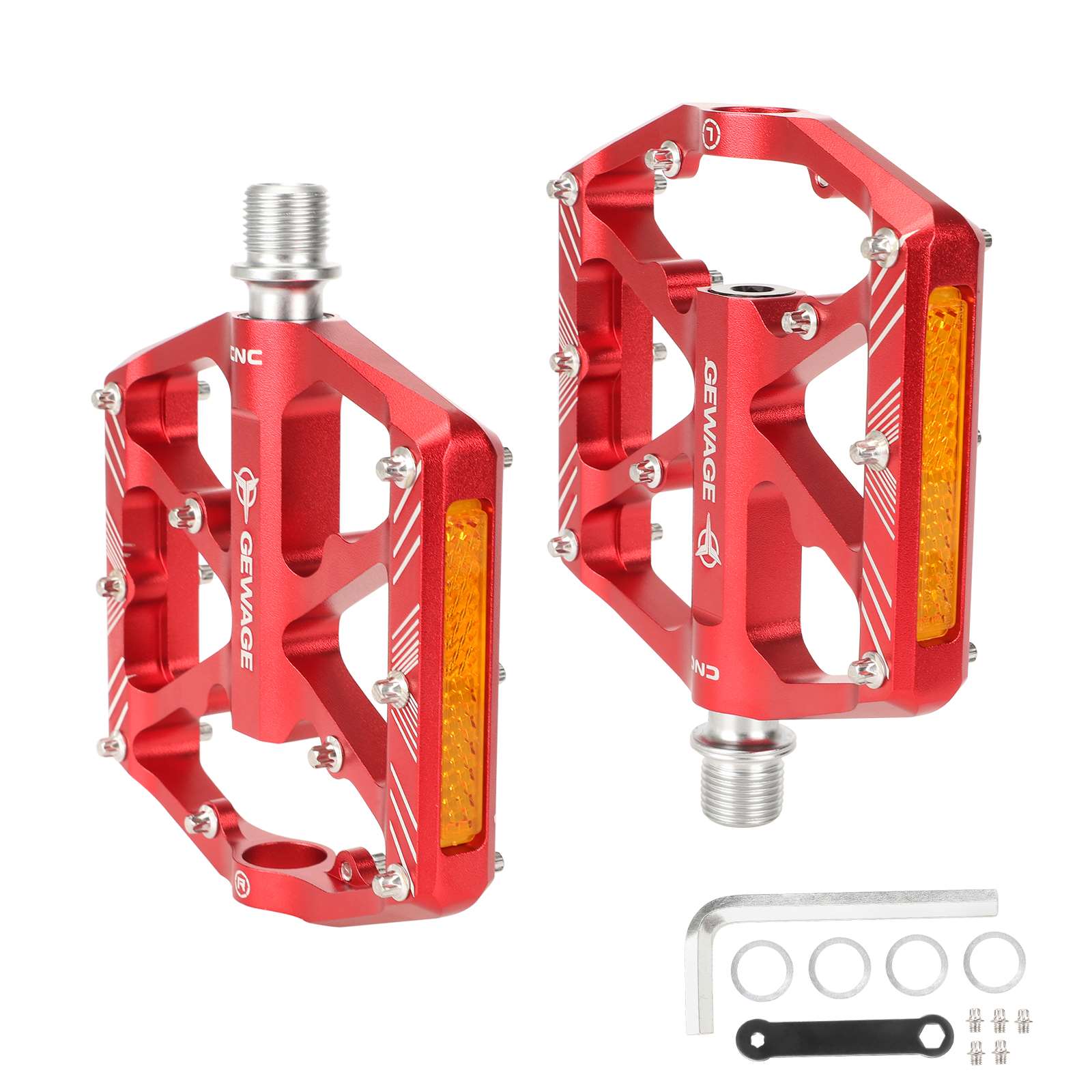 Pedal antideslizante hueco de aleación de aluminio rojo - Imagen 4