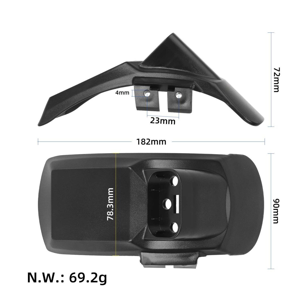 Guardabarros trasero Kukirin G2 Pro DB con matrícula - Imagen 2