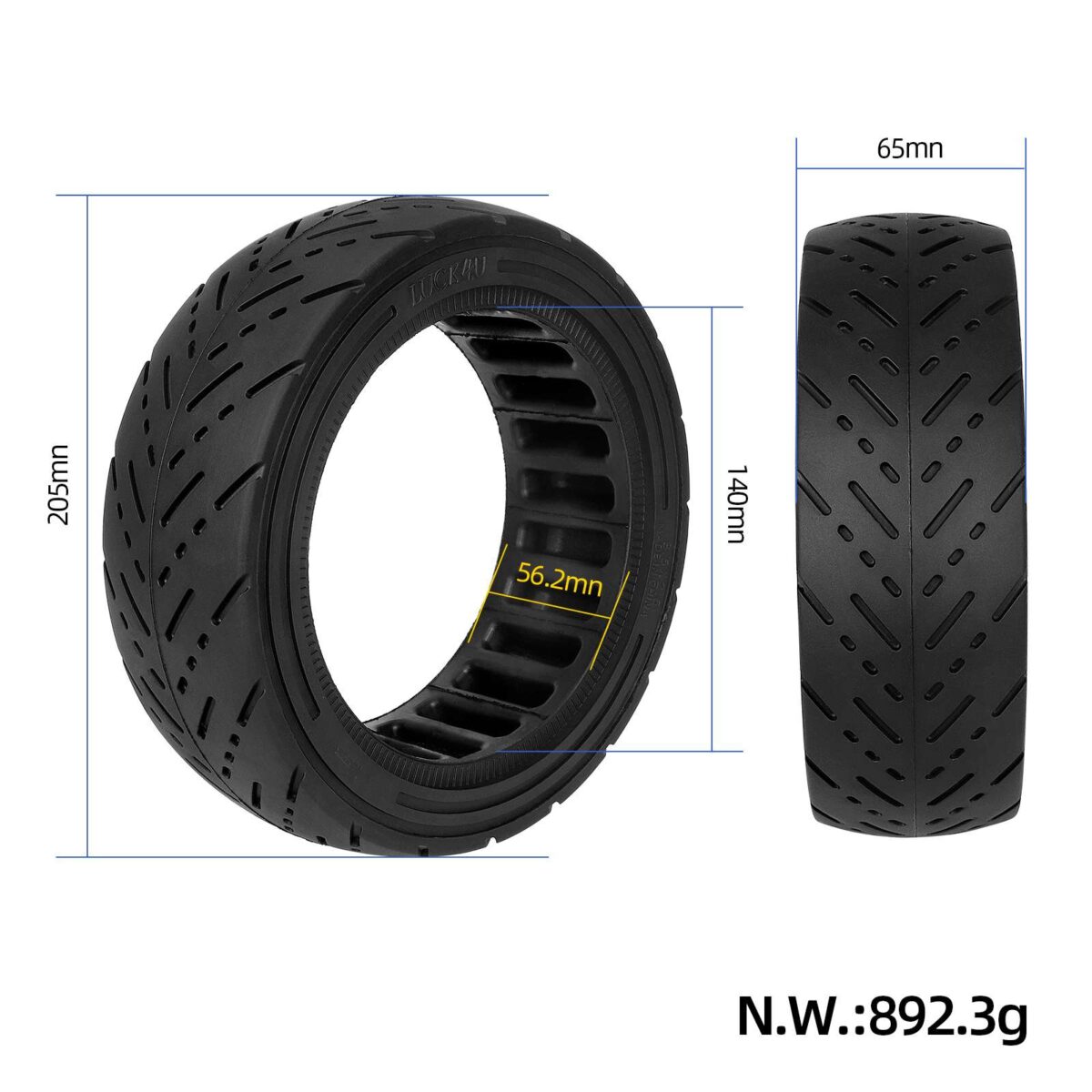 Neumático sólido para carretera urbana LUCK4U 8.5*2.5 negro - Imagen 2