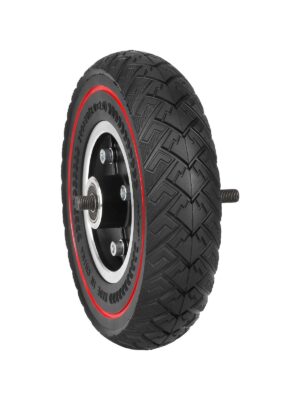 Rueda de freno de tambor de 8 pulgadas 200*50 (con eje) + neumático todoterreno sólido con patrón de ala de línea roja Ulip200*50 (instalado)