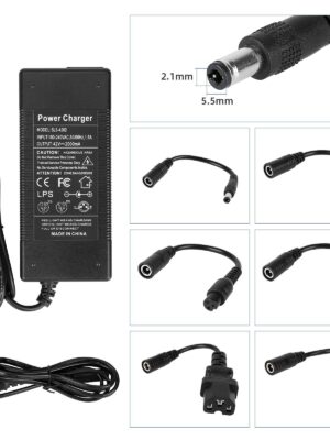 Cargador de 42 V 2 A CC 2,1 V con 6 cables adaptadores (enchufe UE)