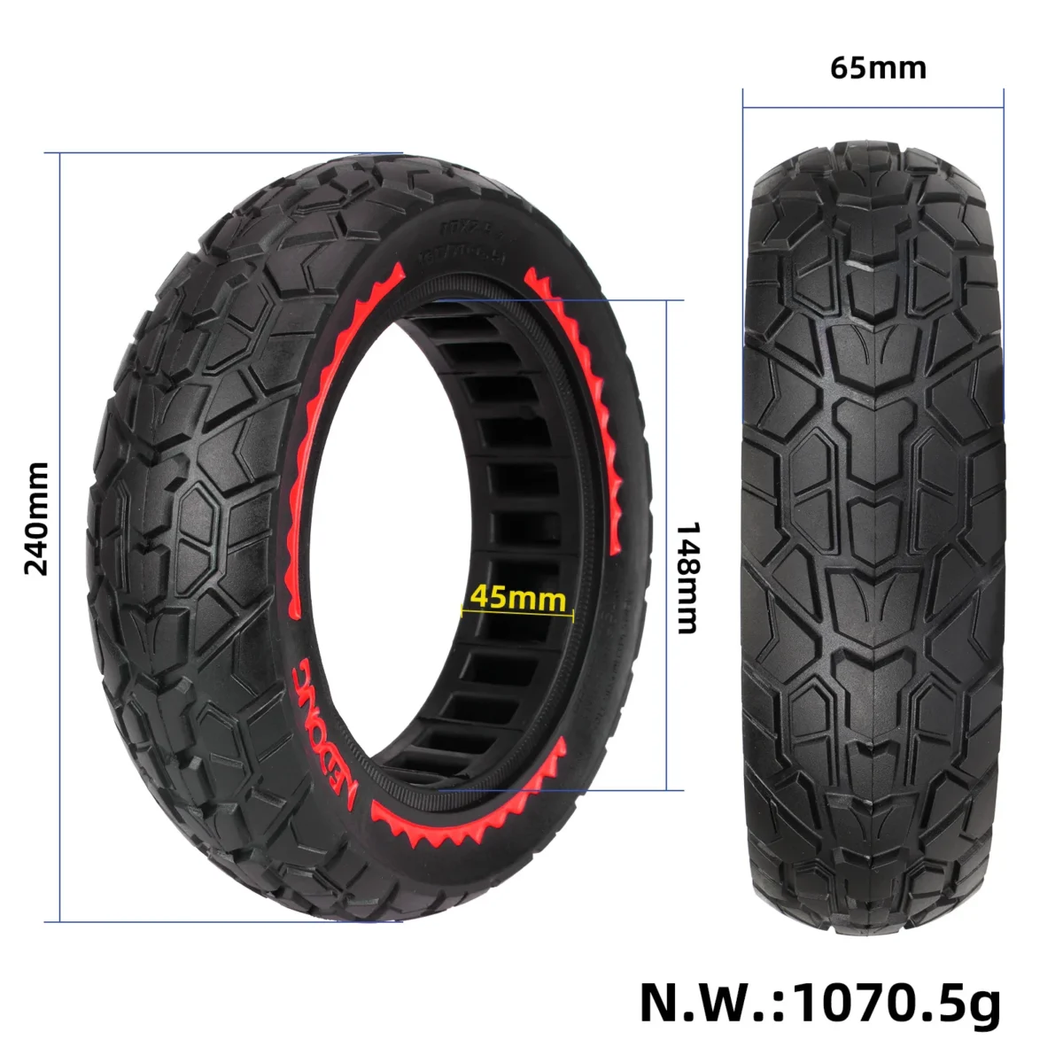Neumático sólido todoterreno rojo NEDONG10*2.125 (ranura para tarjeta de 42,5 mm) - Imagen 6