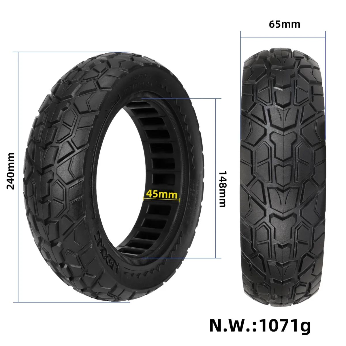 Neumático todoterreno sólido negro NEDONG10*2.5 (ranura de 45 mm) - Imagen 2