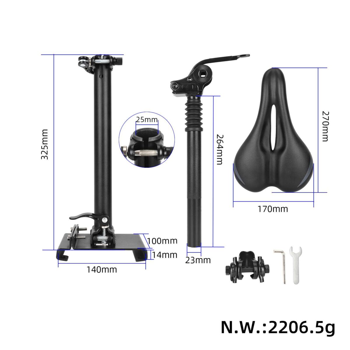 Asiento de dos piezas negro para Xiaomi M365/Pro/1S (bolsa de asiento pequeña) - Imagen 2