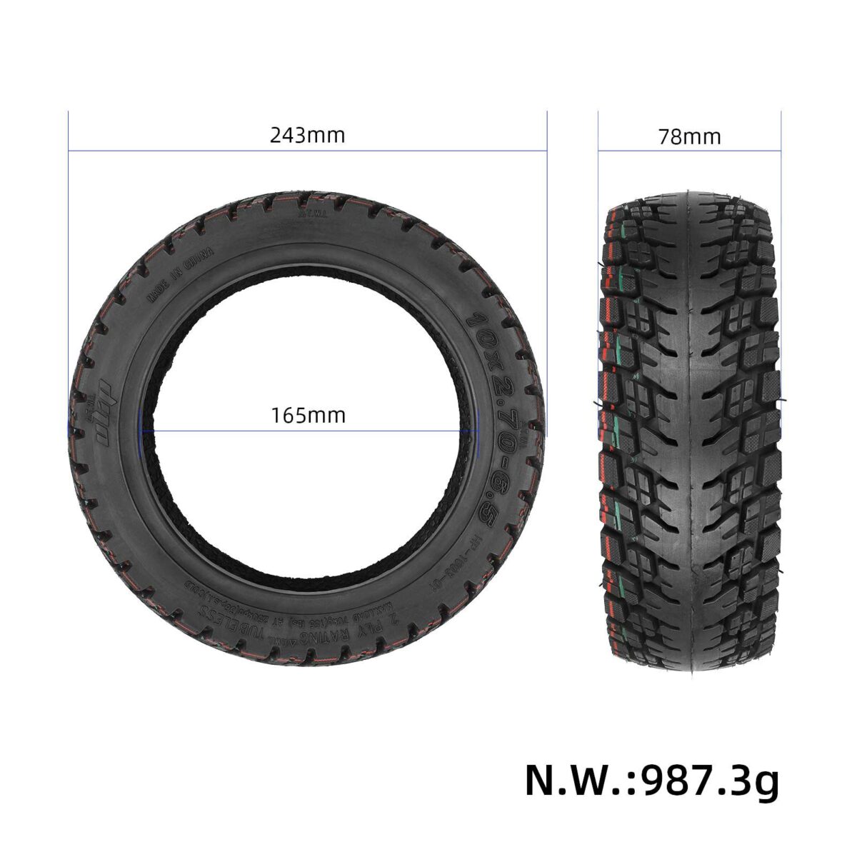 Neumático todoterreno sin cámara autorreparable Ulip 10*2.70-6.5 - Imagen 2