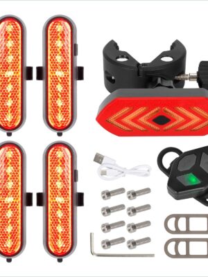 Juego de 4 luces intermitentes recargables rojas Ulip + 1 juego de luces traseras intermitentes con control remoto