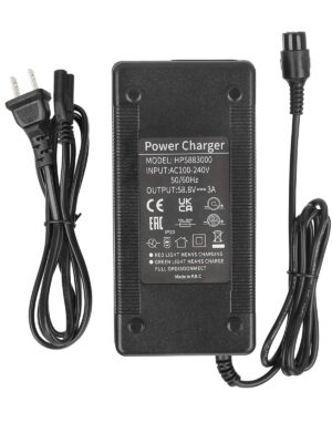 Cargador de 58,8 V 3 A con 3 clavijas (enchufe estadounidense) para scooters Zero 10X