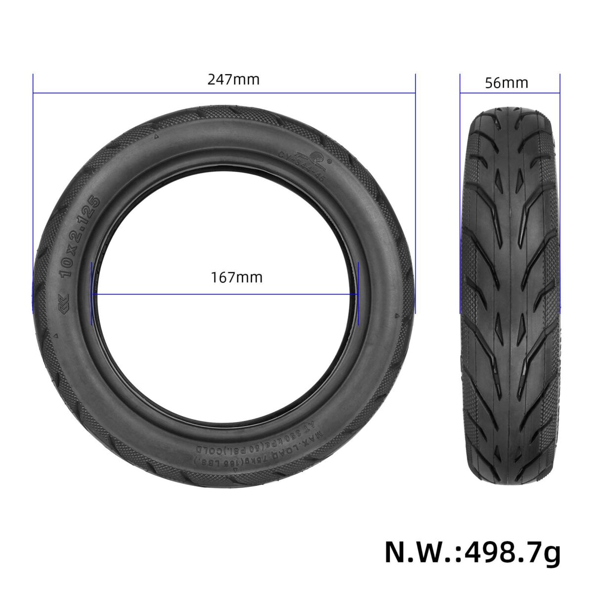 Neumático exterior Yuanxing 10*2.125 para scooters Segway F20 F25 F30 F40 - Imagen 2