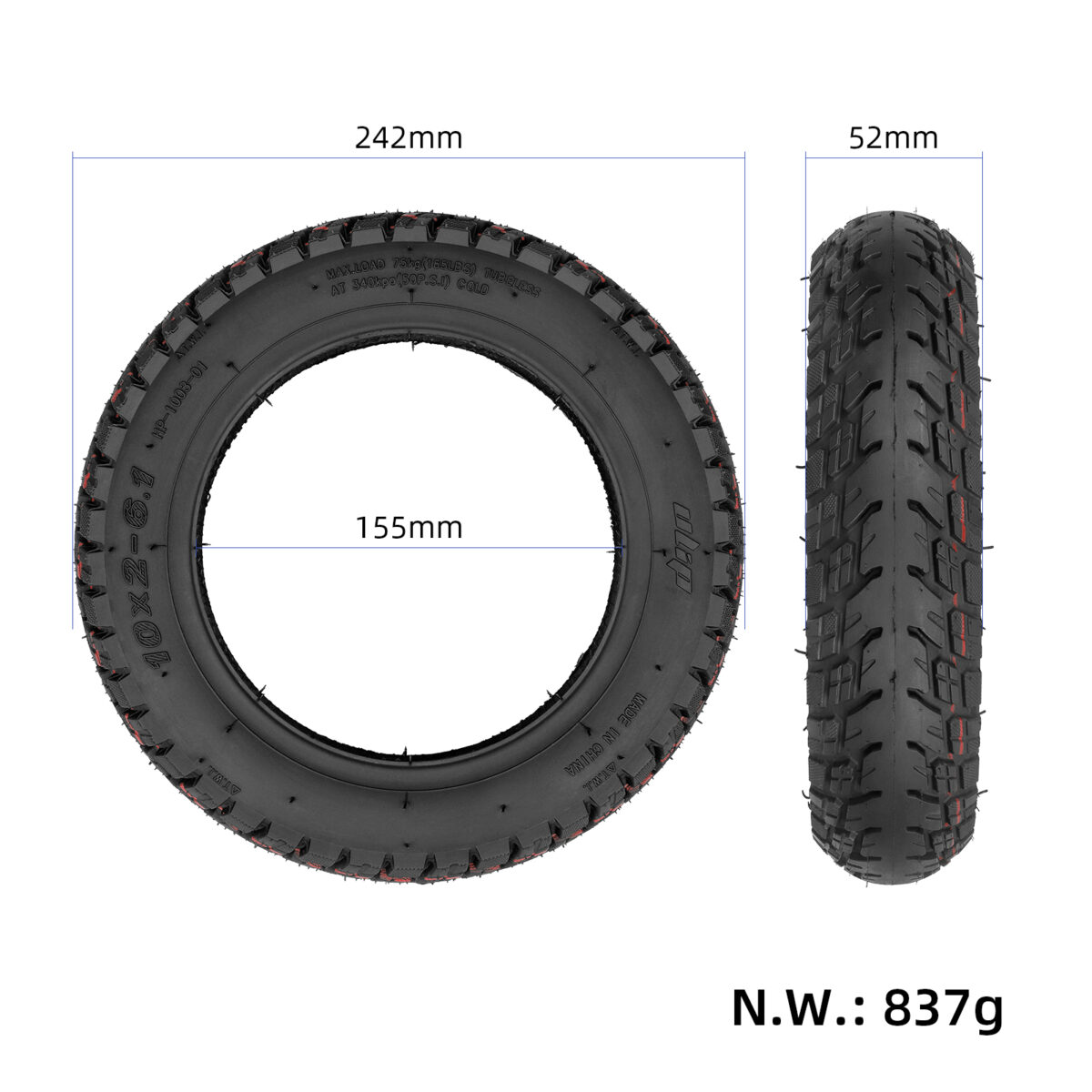 Neumático todoterreno sin cámara autorreparable Ulip 10*2-6.1 con Goo - Imagen 2