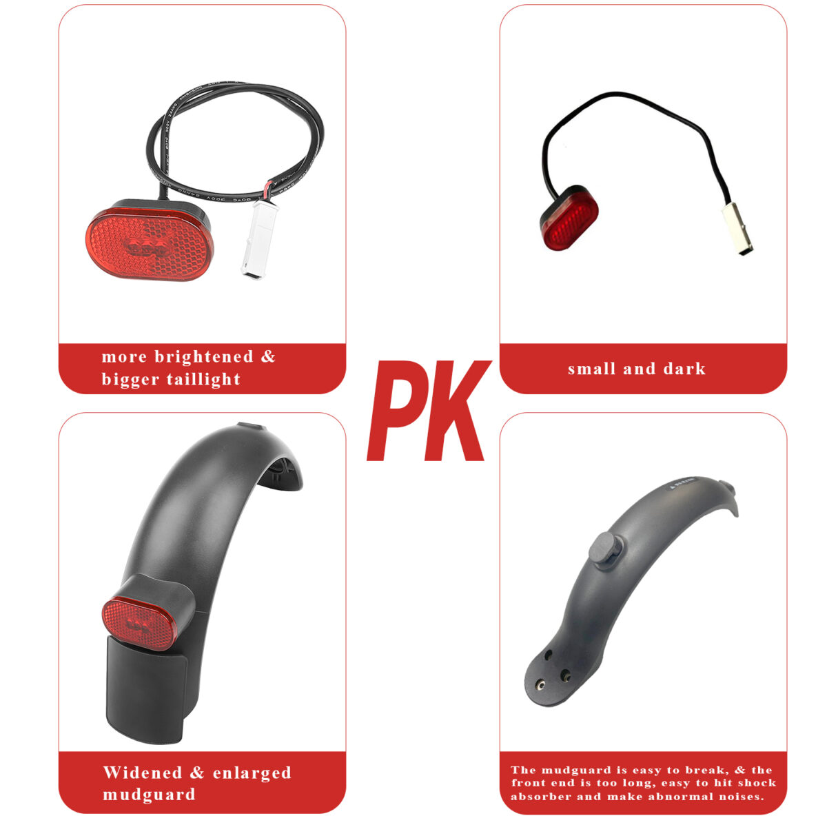 Suspensión trasera Red V2 con guardabarros y luz trasera para scooter Pro y Pro 2 - Imagen 4