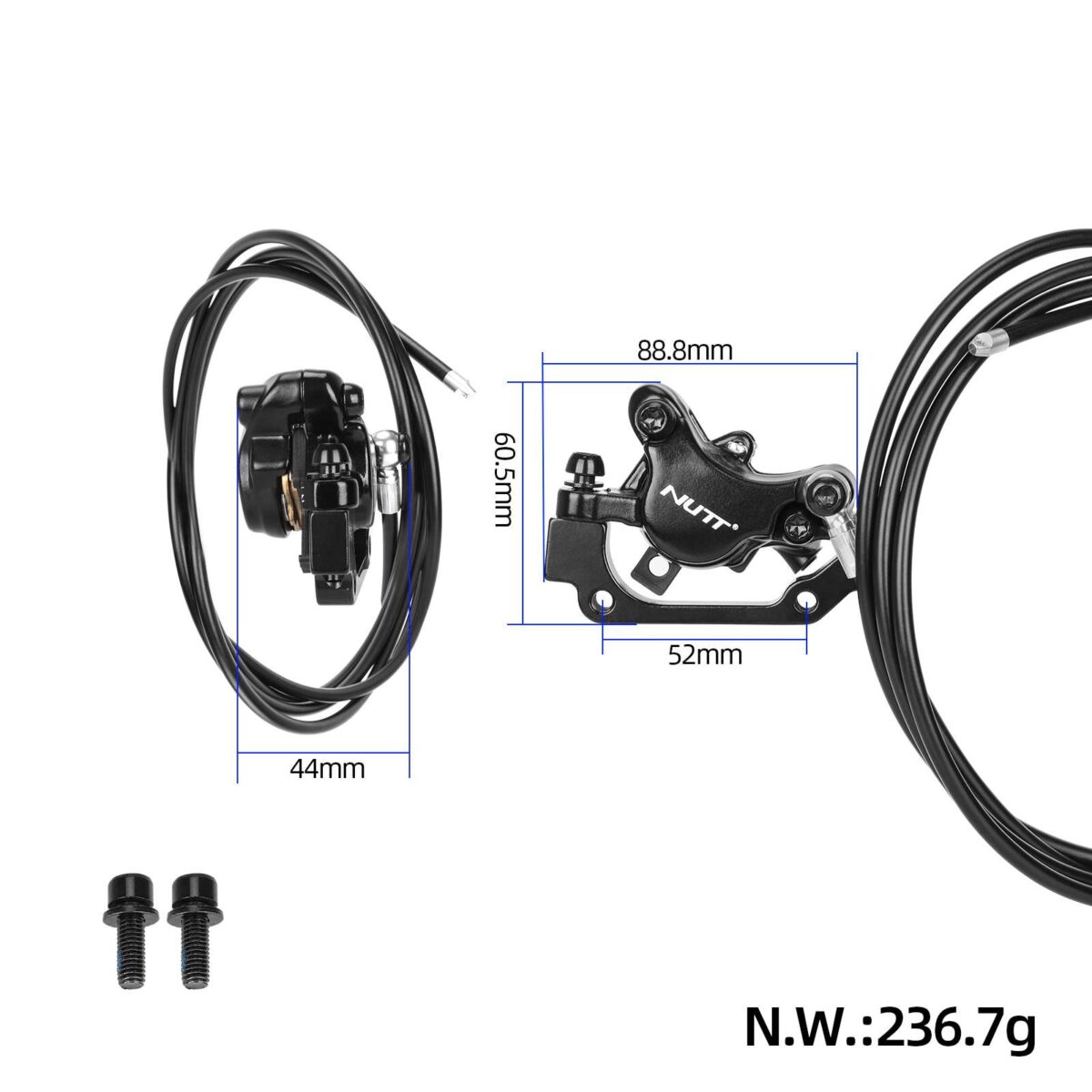 Kit de freno de disco hidráulico NUTT negro (izq. y der.) (1070 mm + 2050 mm) - Imagen 4