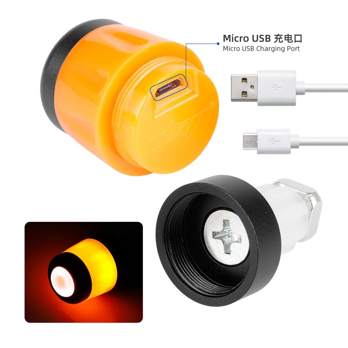 Juego de mangos de silicona para varilla de extensión Ulip Xiaomi (varilla de extensión negra + luz naranja negra) - Imagen 2