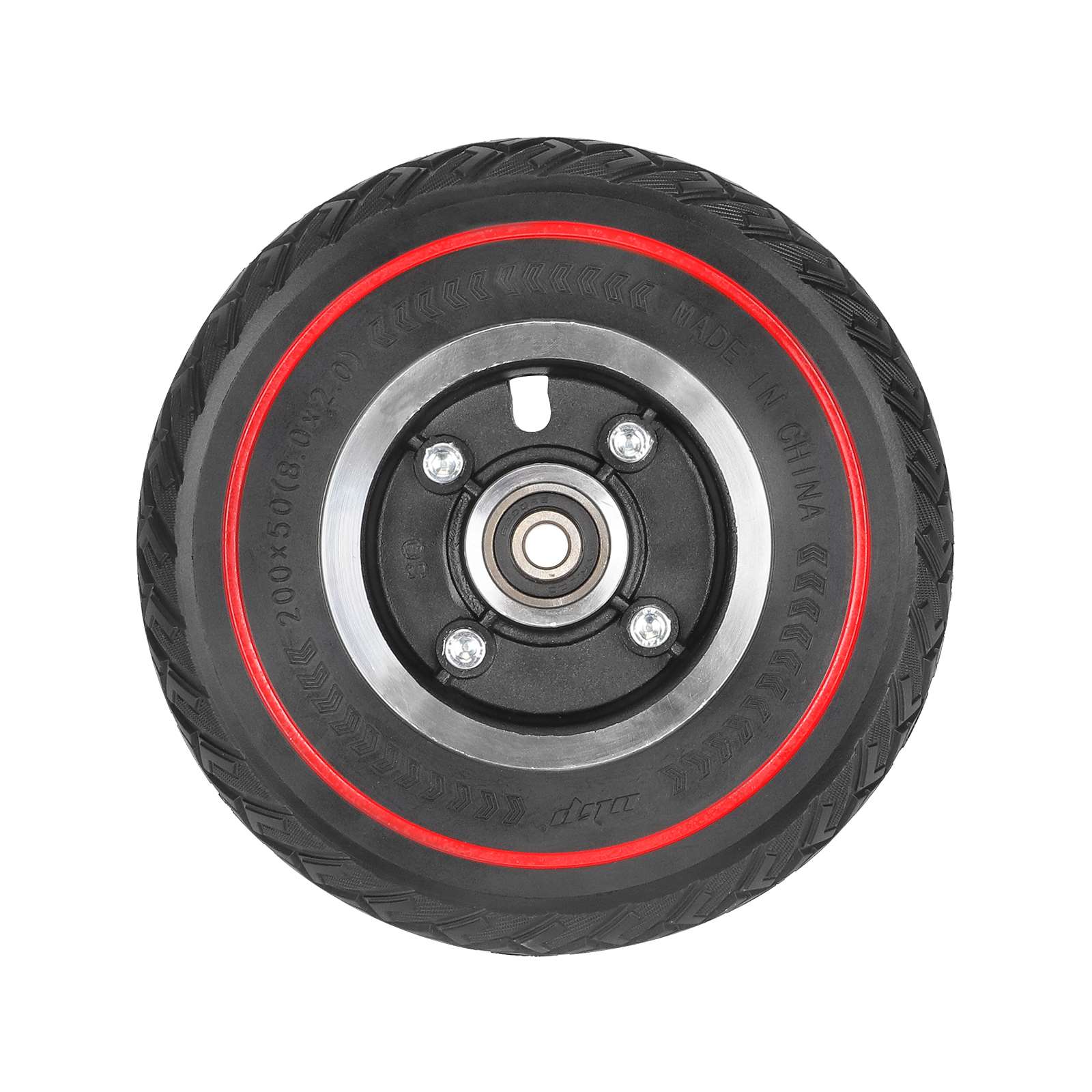 Llanta de 8 pulgadas 200*50 + neumático todoterreno sólido con patrón de ala de línea roja Ulip200*50 (instalado) - Imagen 3