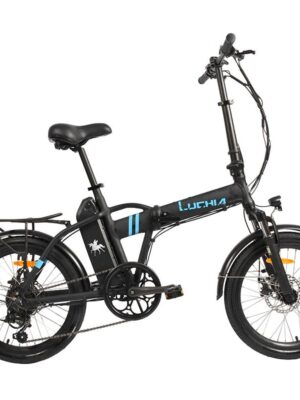 Bicicleta eléctrica plegable Sirio negra 20" con frenos de disco