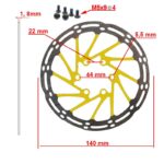 Disco de freno EWD002 140mm 6H amarillo - Imagen 2