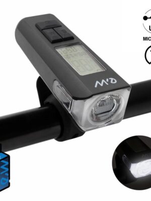 Luz led frontal recargable EWL011 con display de velocidad,temperatura,hora y Km