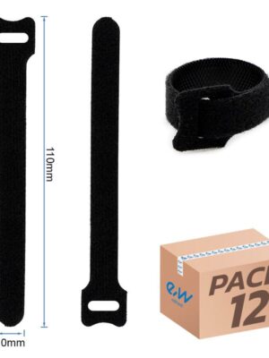 Tira de velcro sujetacables negra - 10 x 110mm