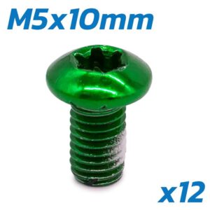 Tornillo verde M5x10 para discos de freno - 12 uds