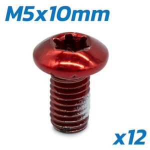 Tornillo rojo M5x10 para discos de freno - 12 uds