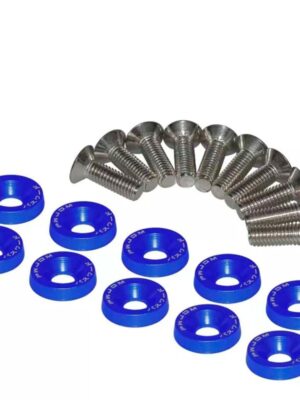 Arandela JDM azul con tornillos M6x16 - 10uds