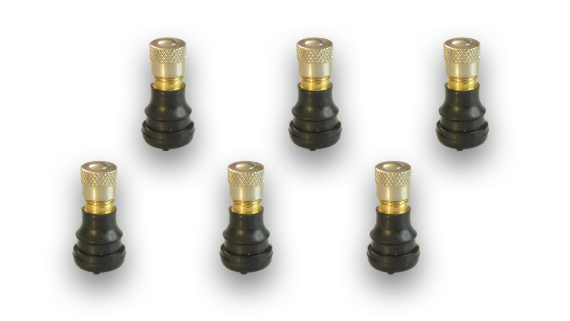 RiuScooter Set de 6 Válvulas Tubeless Cortas, Xiaomi etc Color Negro Dorado, Con llave palanca