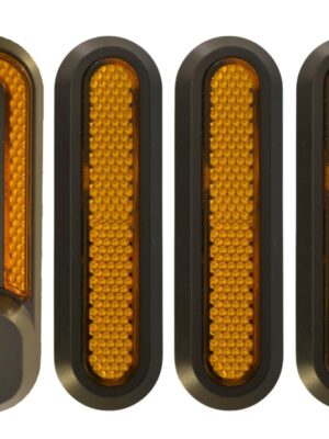 RiuScooter Embellecedores Laterales Reflectantes, Pack de 4, Negro con Reflector Naranja, Xiaomi