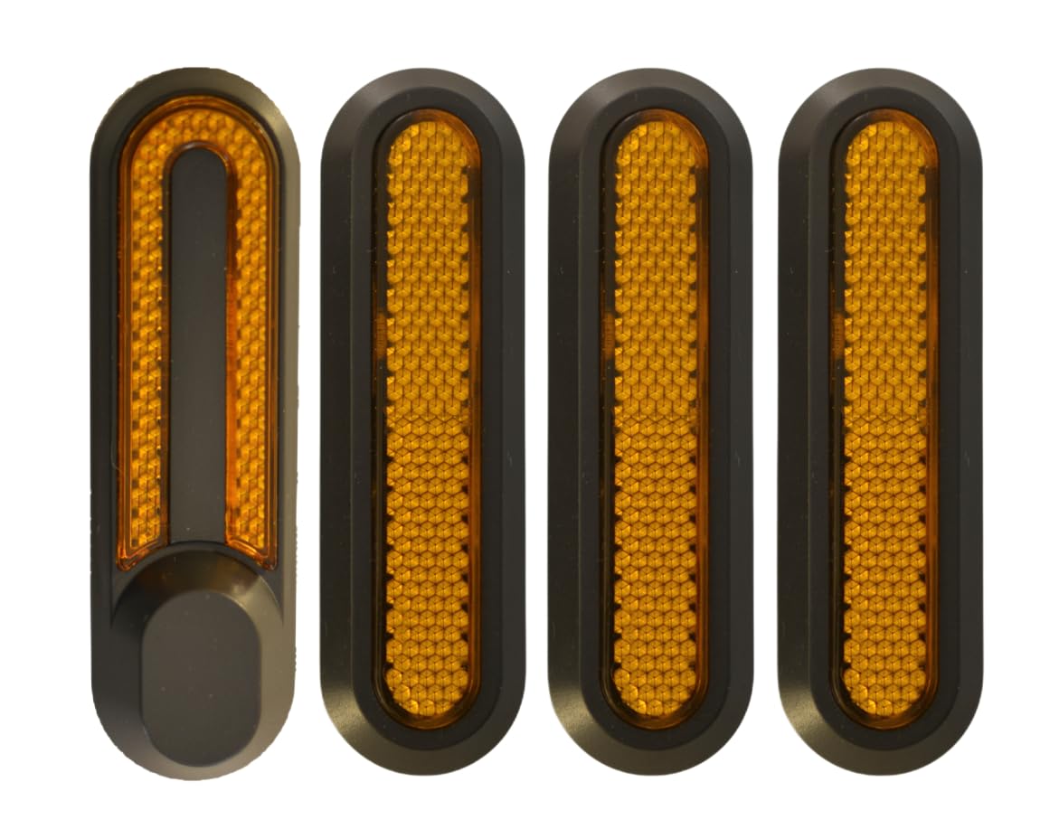 61pIJy5sL6L.jpg RiuScooter Embellecedores Laterales Reflectantes, Pack de 4, Negro con Reflector Naranja, Xiaomi - Imagen 1