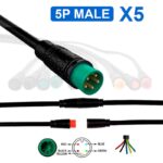 Conector waterproof 8mm 5 pin - 5pcs
