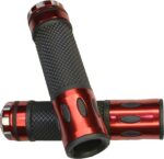 RiuScooter Puños Universales, Rojo Negro, 22mm, Agarre Antideslizante con Diseño Texturizado, Aluminio Goma