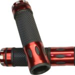 RiuScooter Puños Universales, Rojo Negro, 22mm, Agarre Antideslizante con Diseño Texturizado, Aluminio Goma