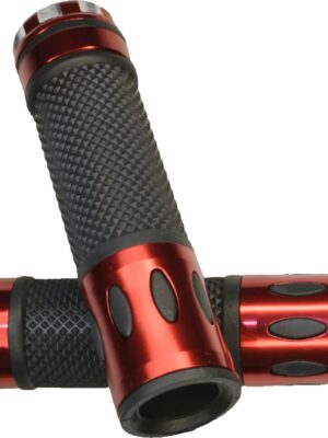 RiuScooter Puños Universales, Rojo Negro, 22mm, Agarre Antideslizante con Diseño Texturizado, Aluminio Goma