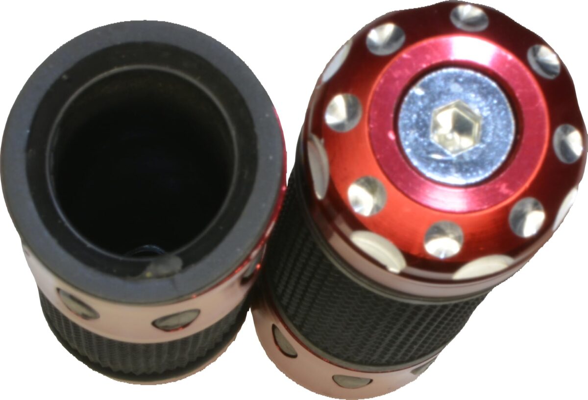 RiuScooter Puños Universales, Rojo Negro, 22mm, Agarre Antideslizante con Diseño Texturizado, Aluminio Goma - Imagen 2