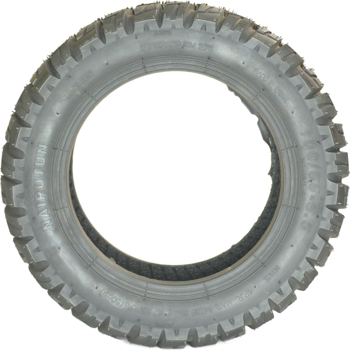 Naiputun Neumático Tubeless, 100/65-6.5 Pulgadas, Aro 2.75, Diseño Todo Terreno - Imagen 3